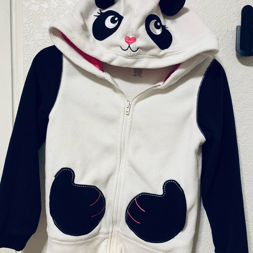 okie dokie Kids Fleece-Lined Hoodie in Hot Pink & White